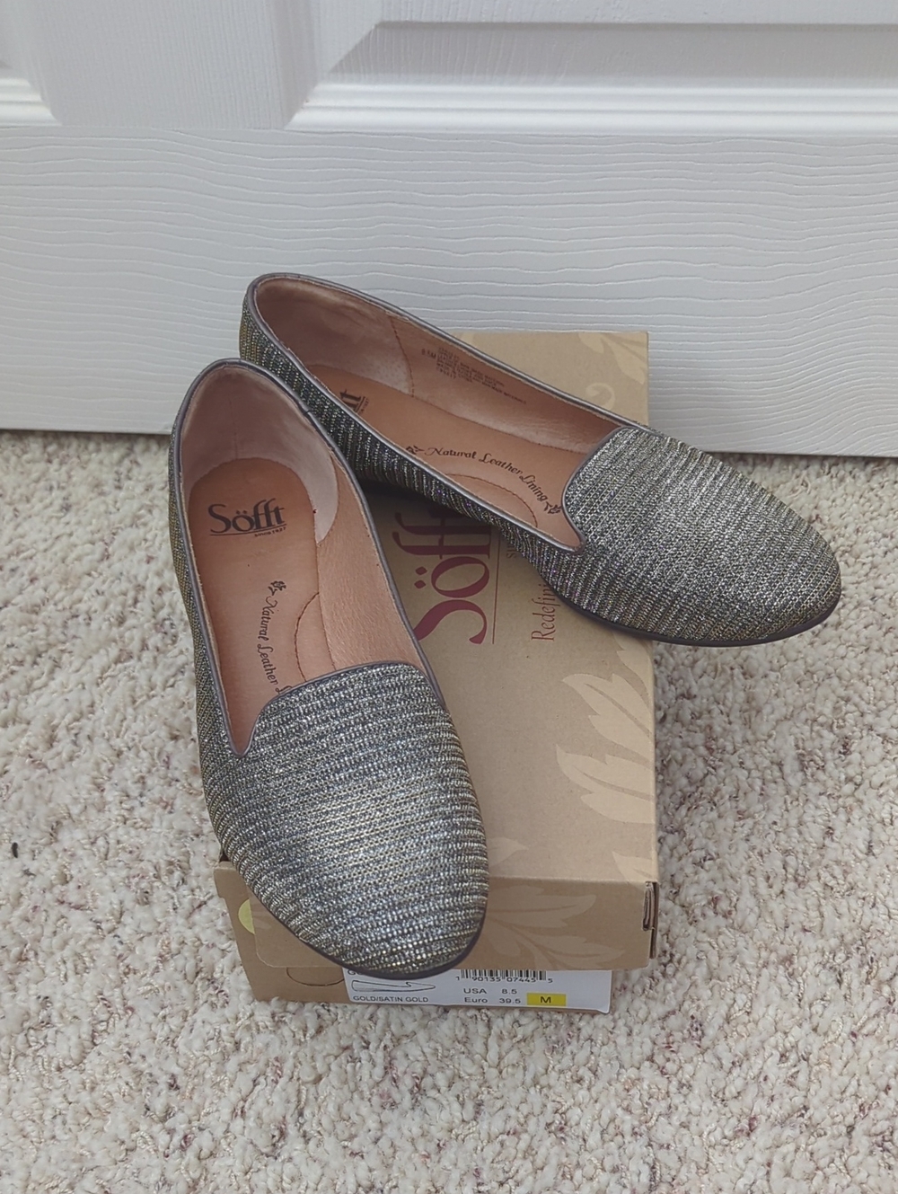 Söfft Gold Metallic Slip-On Flats